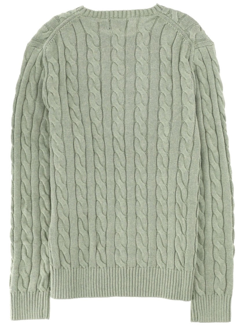 Polo Ralph Lauren White Textured Cable Knit Cotton Sweater