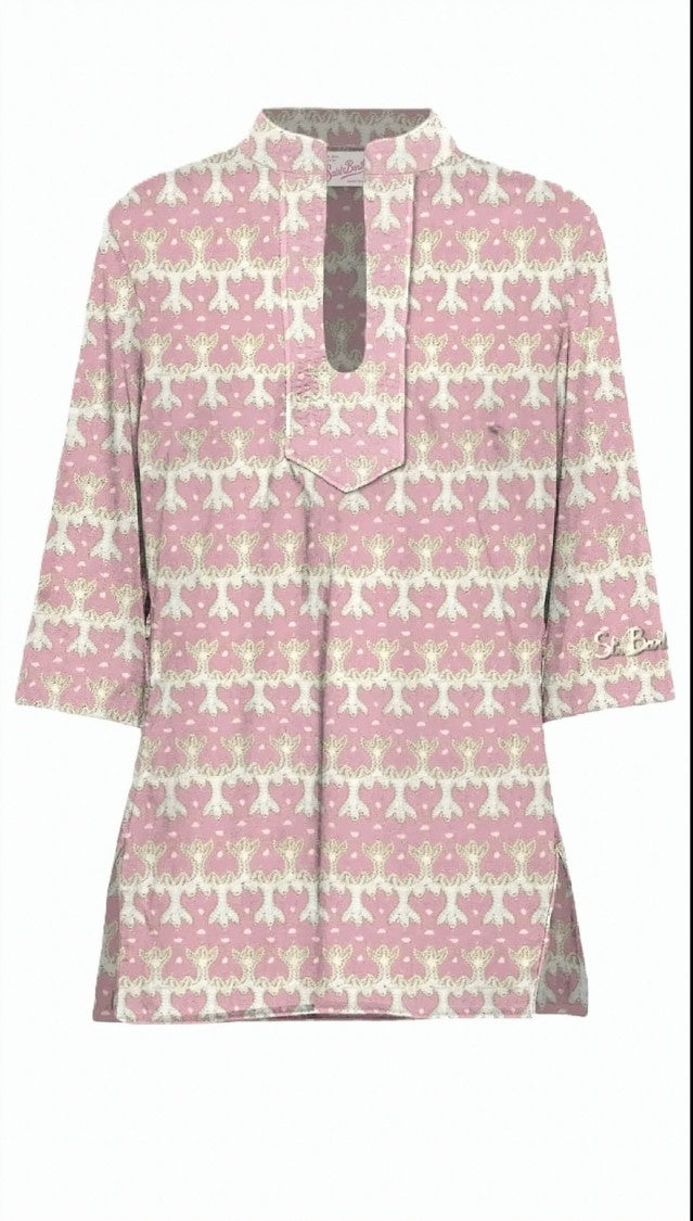 Mc2 Saint Barth Short-Sleeved Top With Pattern And Decorative Flap Detail