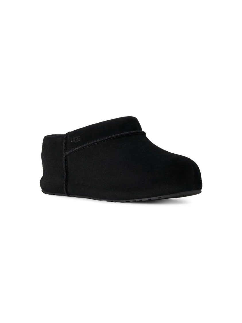 Ugg Suede Slip-On Clog With Sheepskin Lining And Low Platform