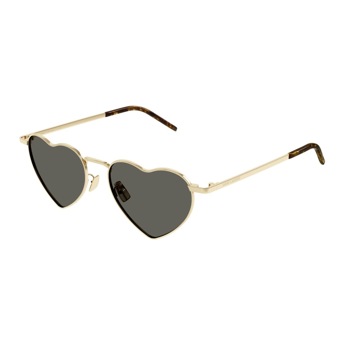 Saint Laurent Heart-Shaped Sunglasses With Polished Gold Frame