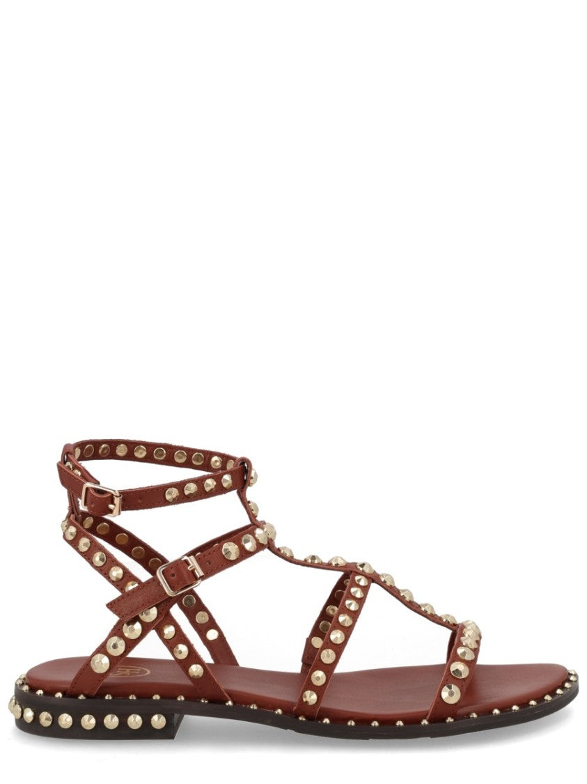 Ash Gladiator Buckles Studded Flat Sandals