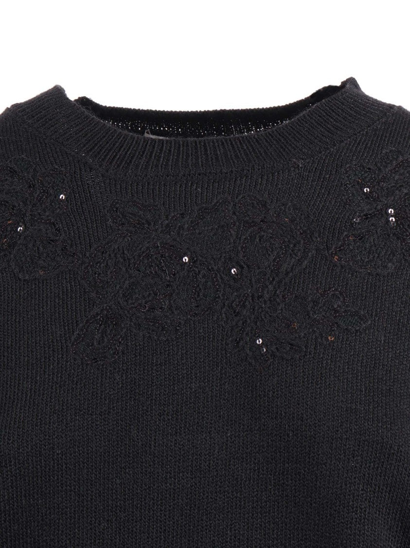 Ermanno Scervino Classic Crew Neck Sweater With Textured Fabric