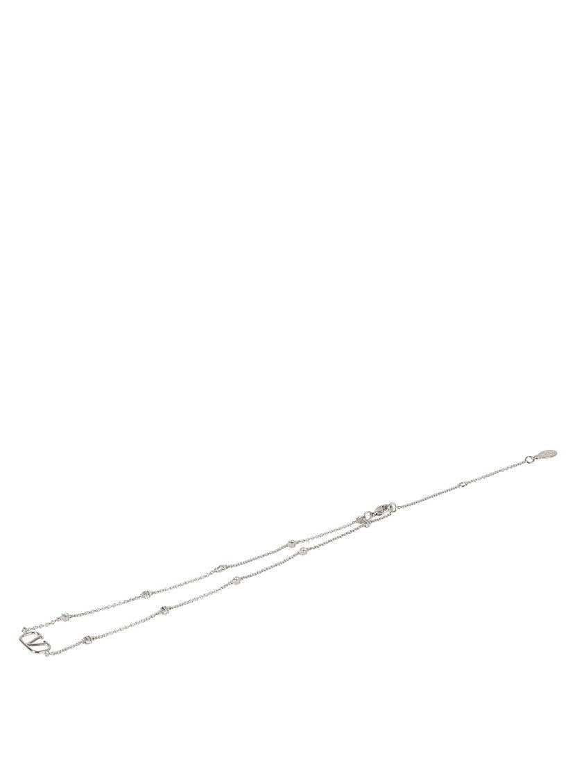 Valentino Garavani Refined Silver Chain Bracelet With Decorative Accents