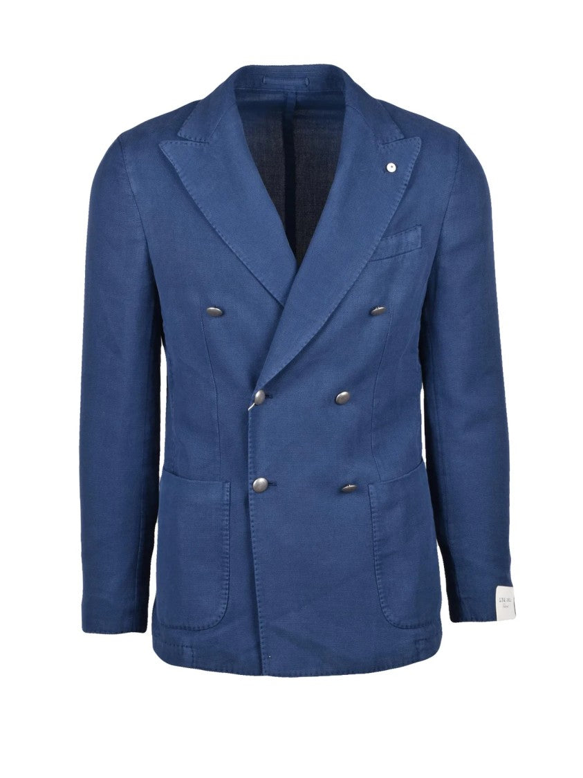 L.B.M. 1911 Multicolor Cotton Ramie Double-Breasted Blazer