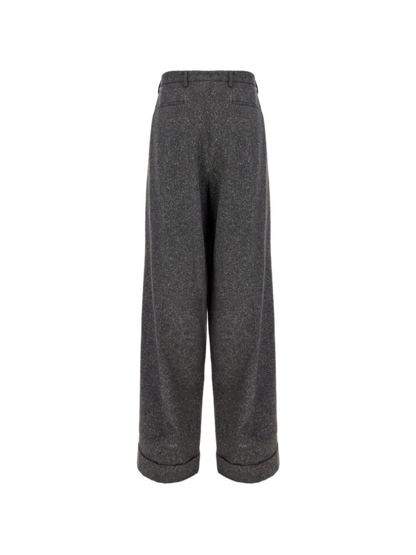 Valentino Garavani Grey Wide-Leg High Waist Trousers