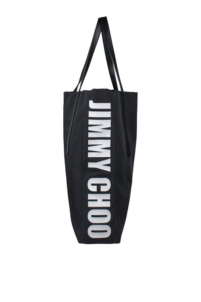 Jimmy Choo Black Nylon Tote Bag With Leather Straps