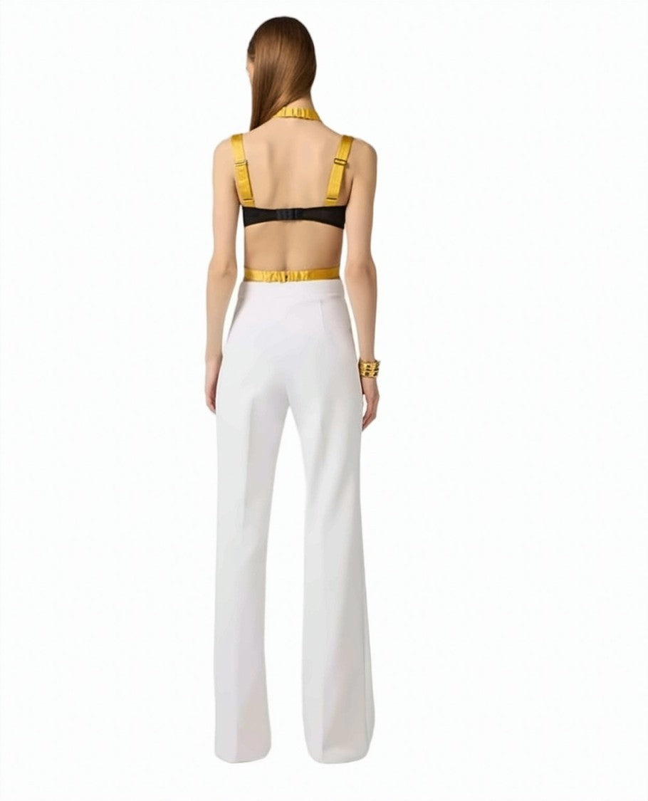 Elisabetta Franchi Stretch Crepe Embroidered Trousers