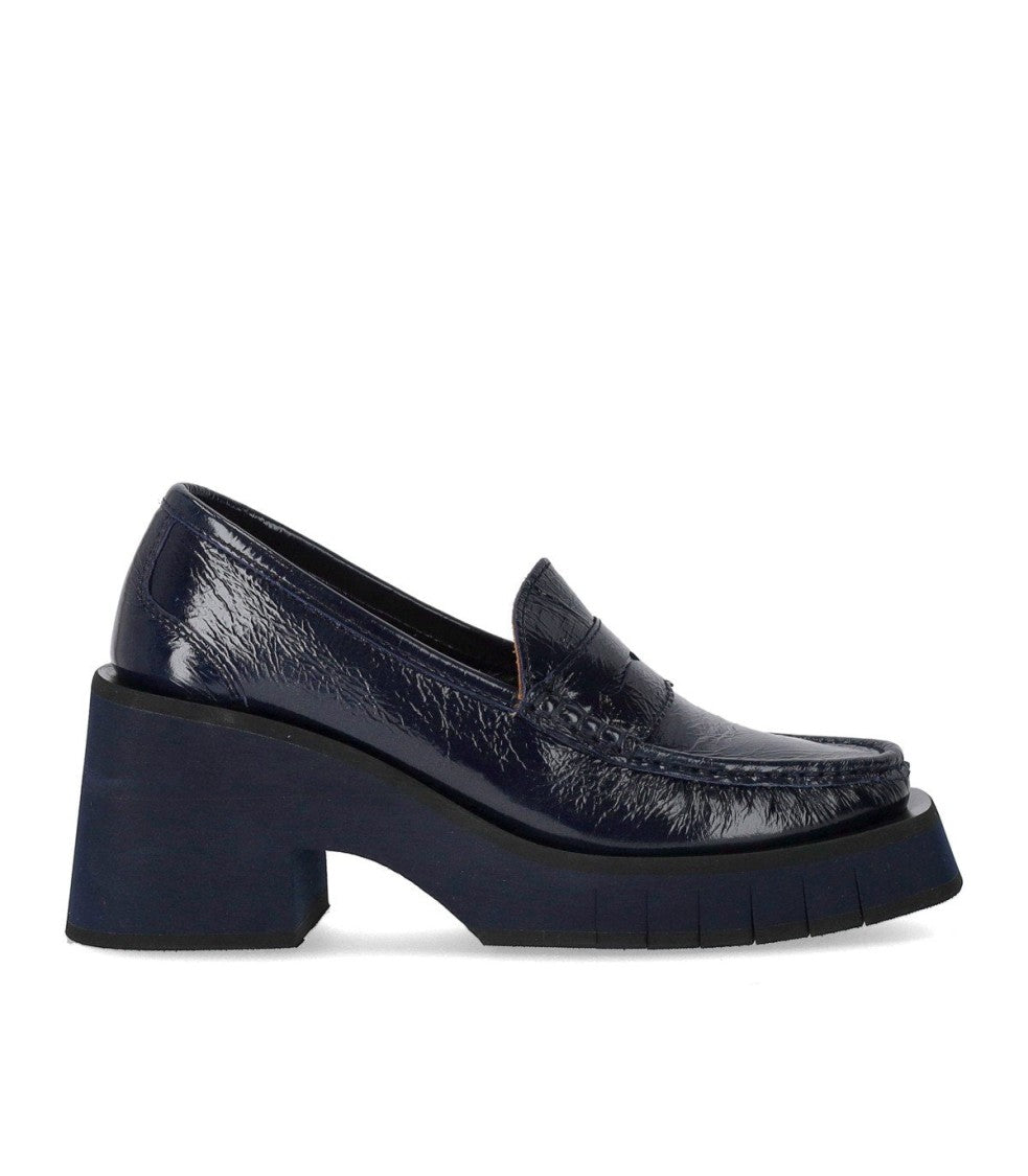 Paloma Barceló Odele Navy Blue Heeled Loafer