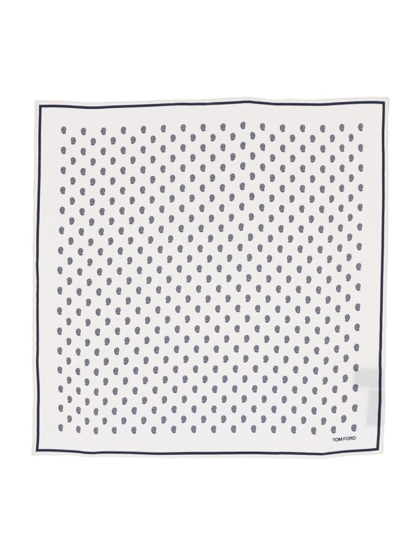 Tom Ford All-Over Print Pocket Square – White