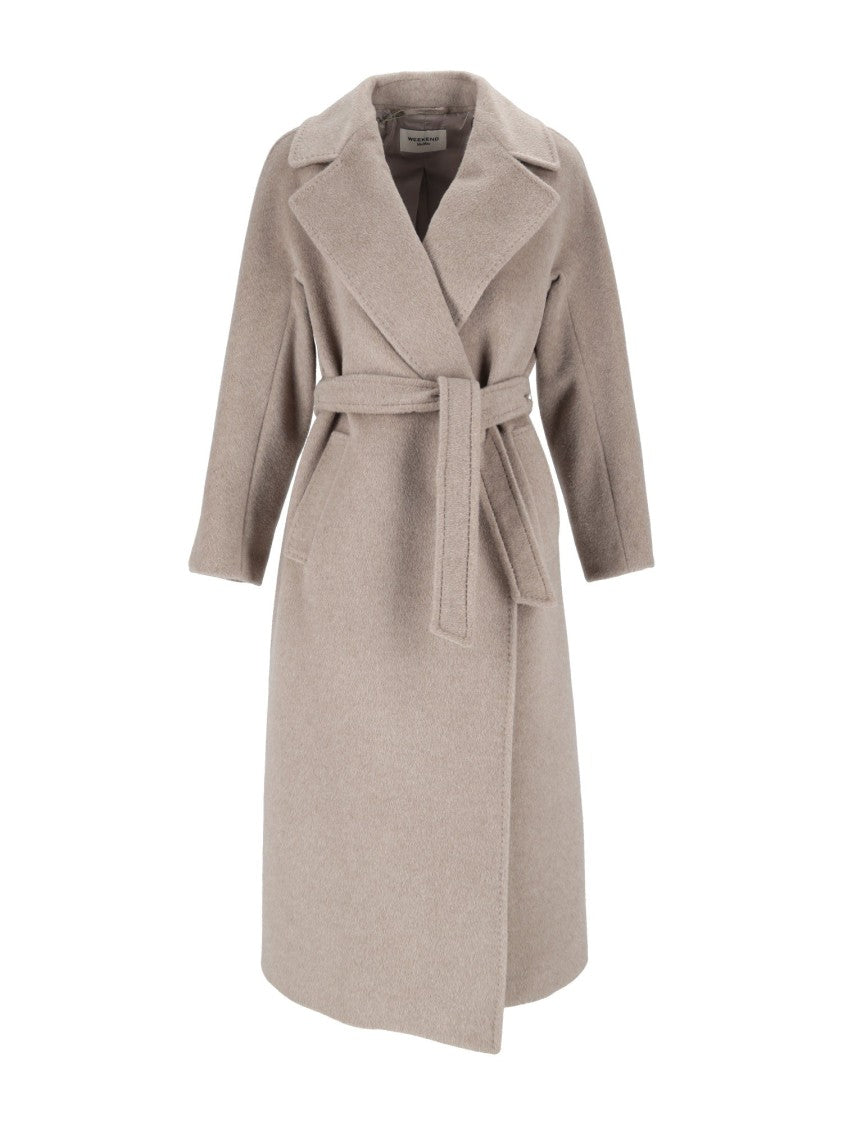 Max Mara Beige Tempera Belted Wrap Coat