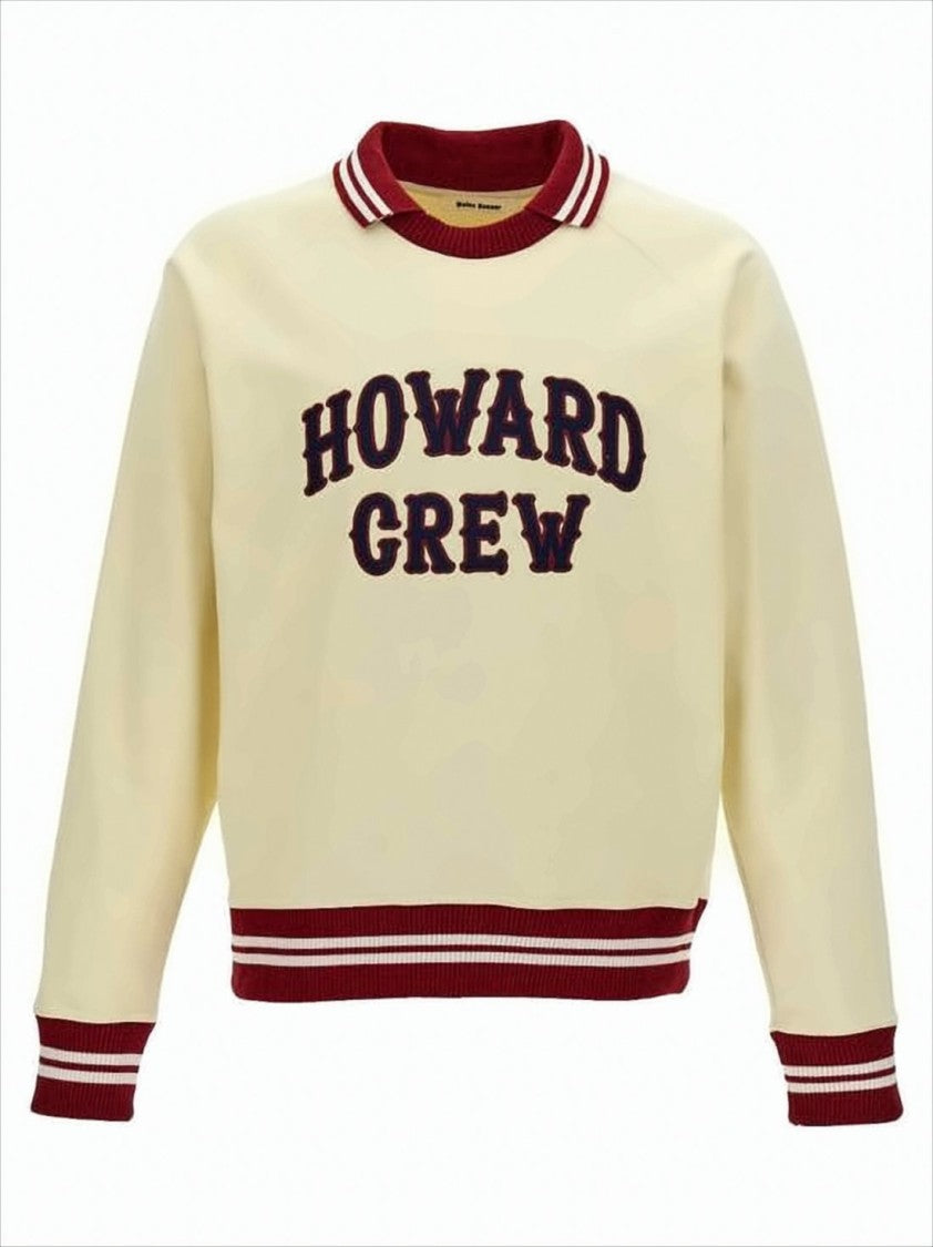 Wales Bonner Cream Long-Sleeve Sweatshirt With Collegiate Design