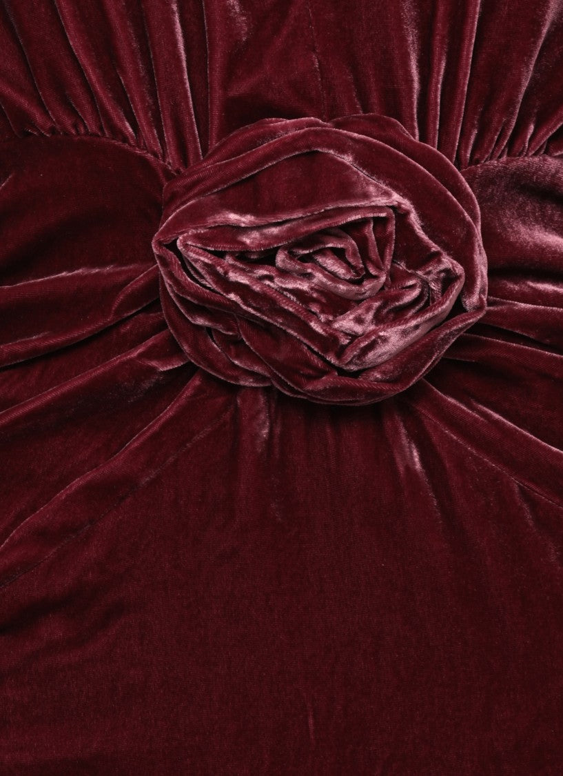 Rotate Burgundy Velvet V-Neck Mini Dress