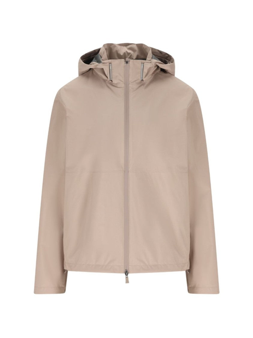 Herno Grey Casual Jacket With Minimalist Design And Hood