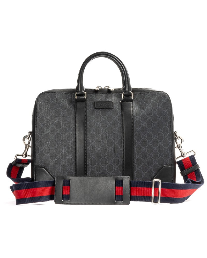 Gucci Medium Gg Supreme Canvas Document Holder With Leather Trims