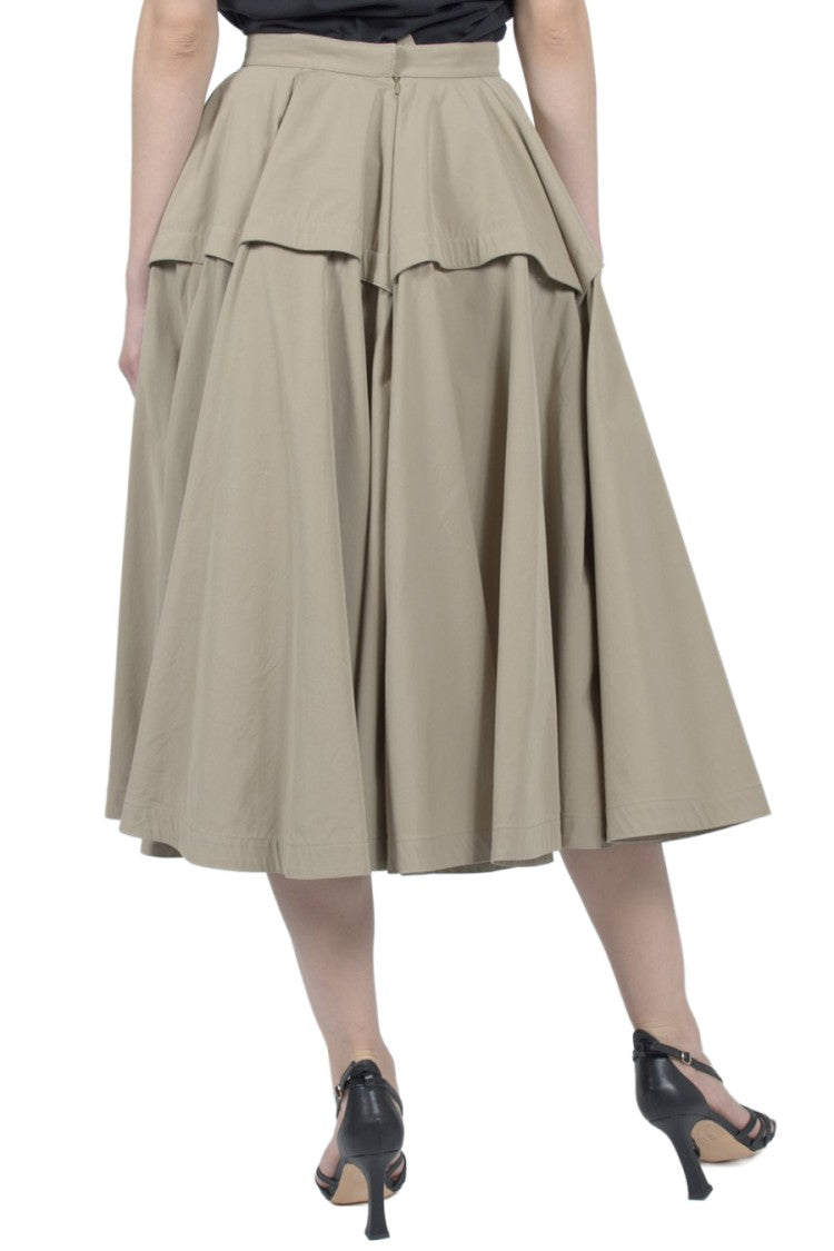 Bottega Veneta Beige Cotton-Blend Tiered Midi Skirt
