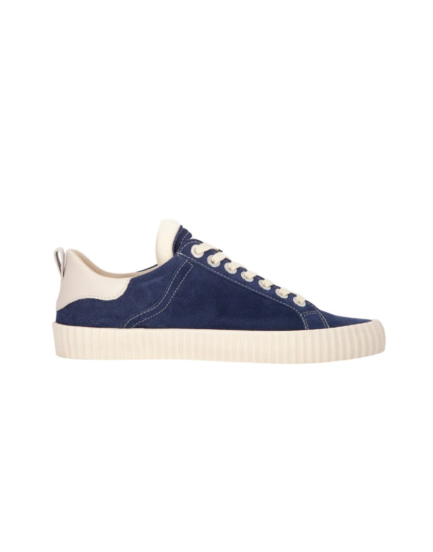 Springa Blue Wavy Suede Sneakers With Leather Details