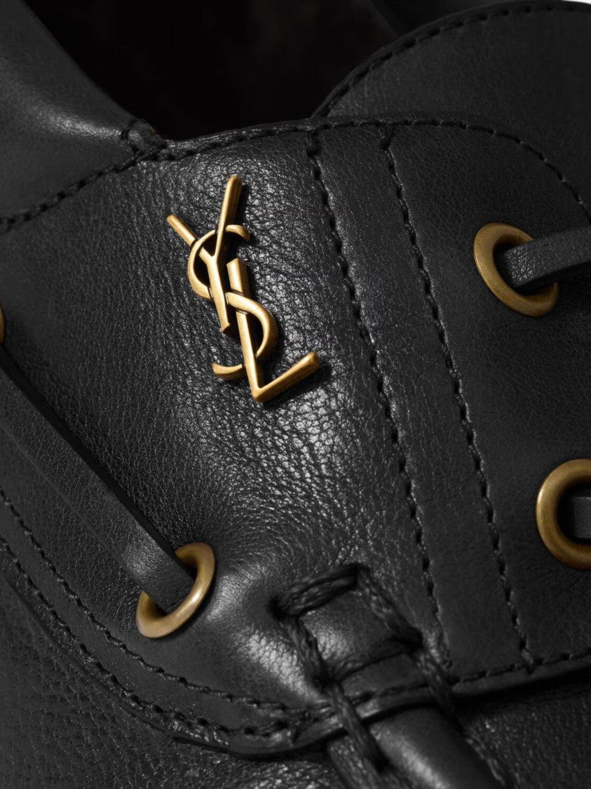 Saint Laurent Le Loafer 15 Ruched Lace-Up Leather Loafers
