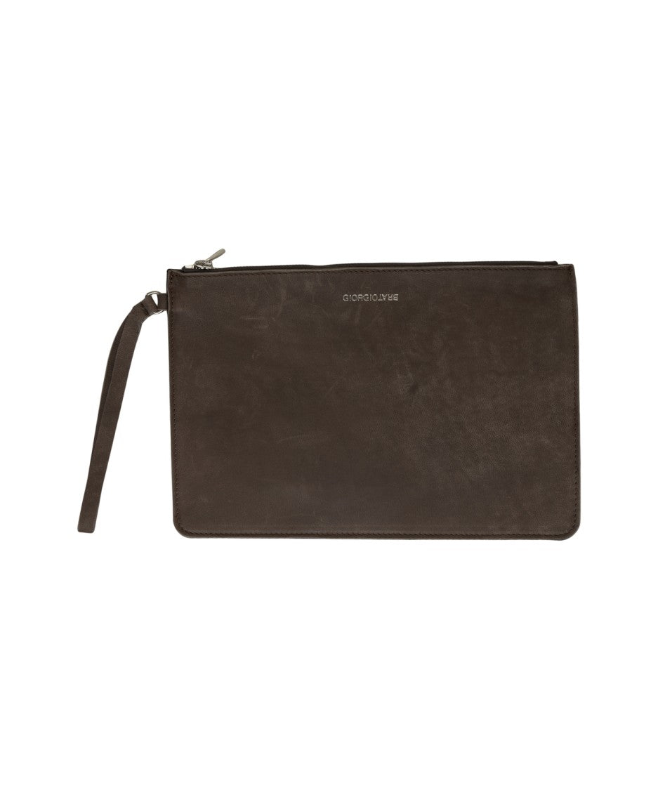 Giorgio Brato Rectangular Brown Leather Pochette
