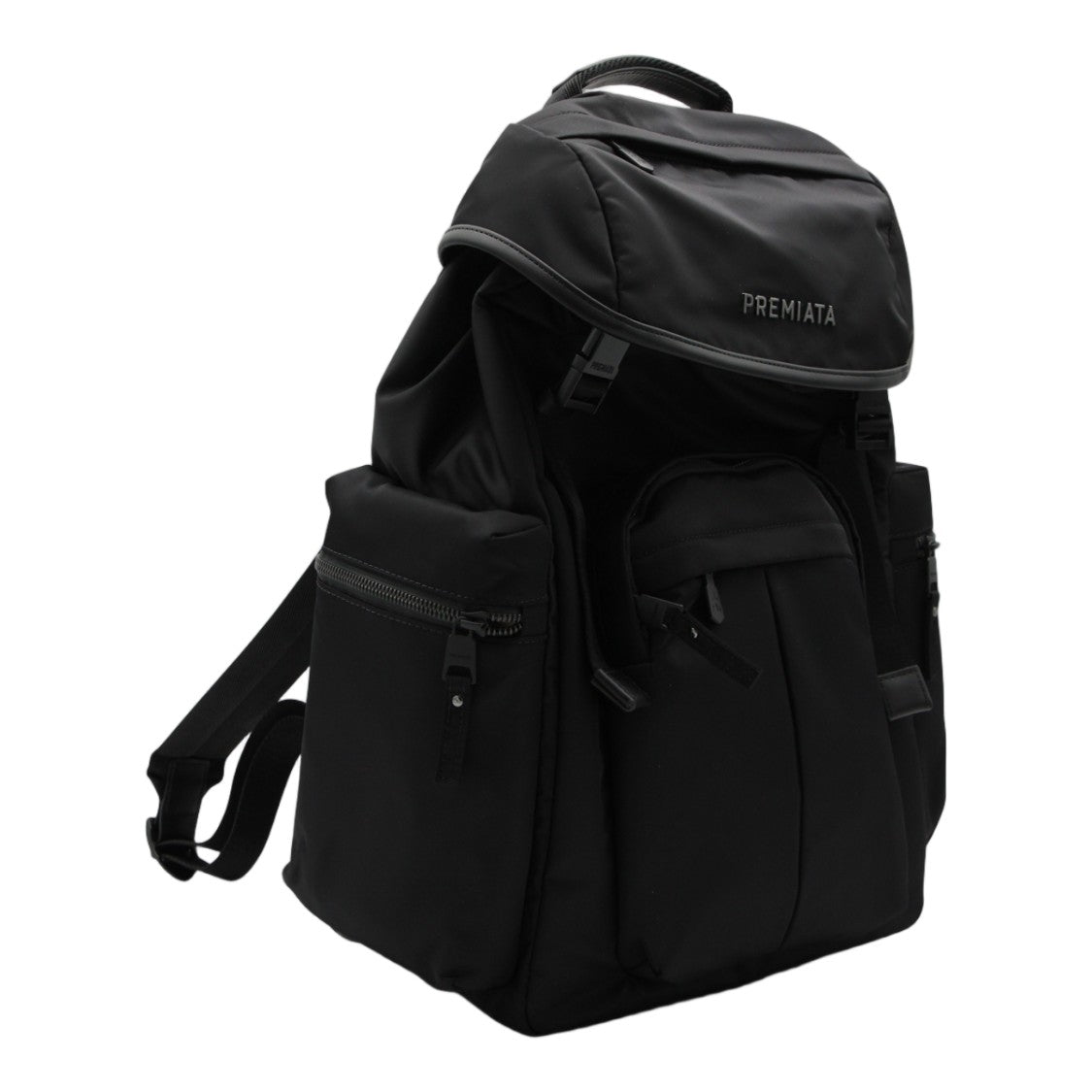Premiata Structured Black Backpack With Versatile Carrying Options