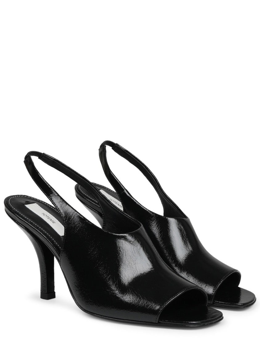 Totême Contour Glossy Leather Slingback Sandals