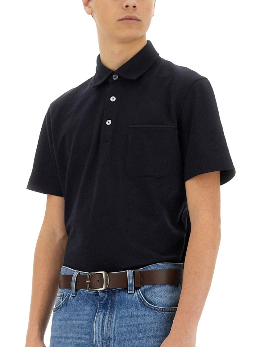 Zegna Black Piquet Polo