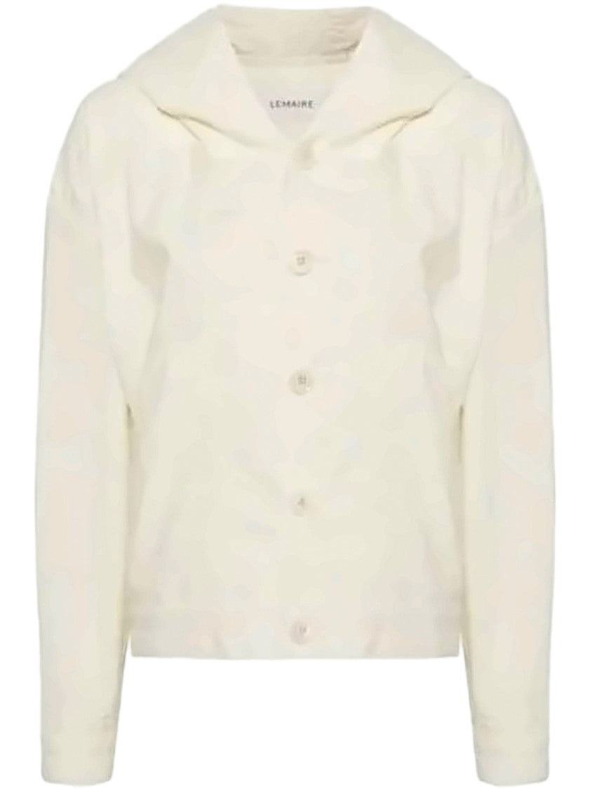 Lemaire Boxy-Cropped White Jacket With Textured Finish