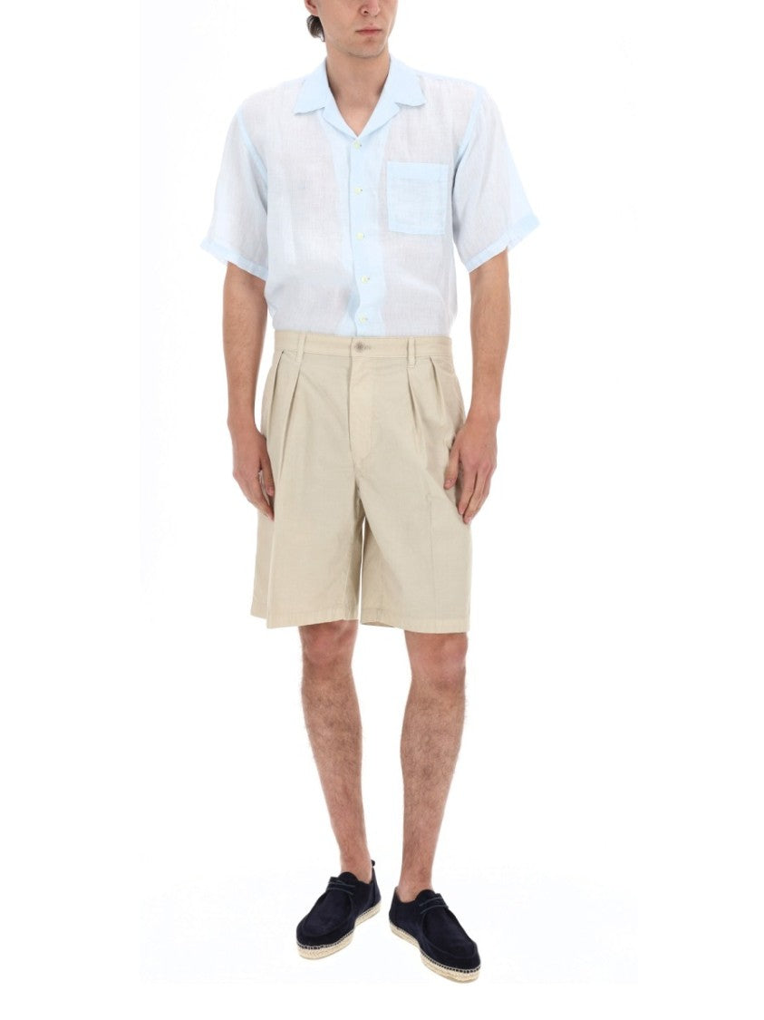 120% Lino Relaxed Linen Camp Collar Casual Shirt