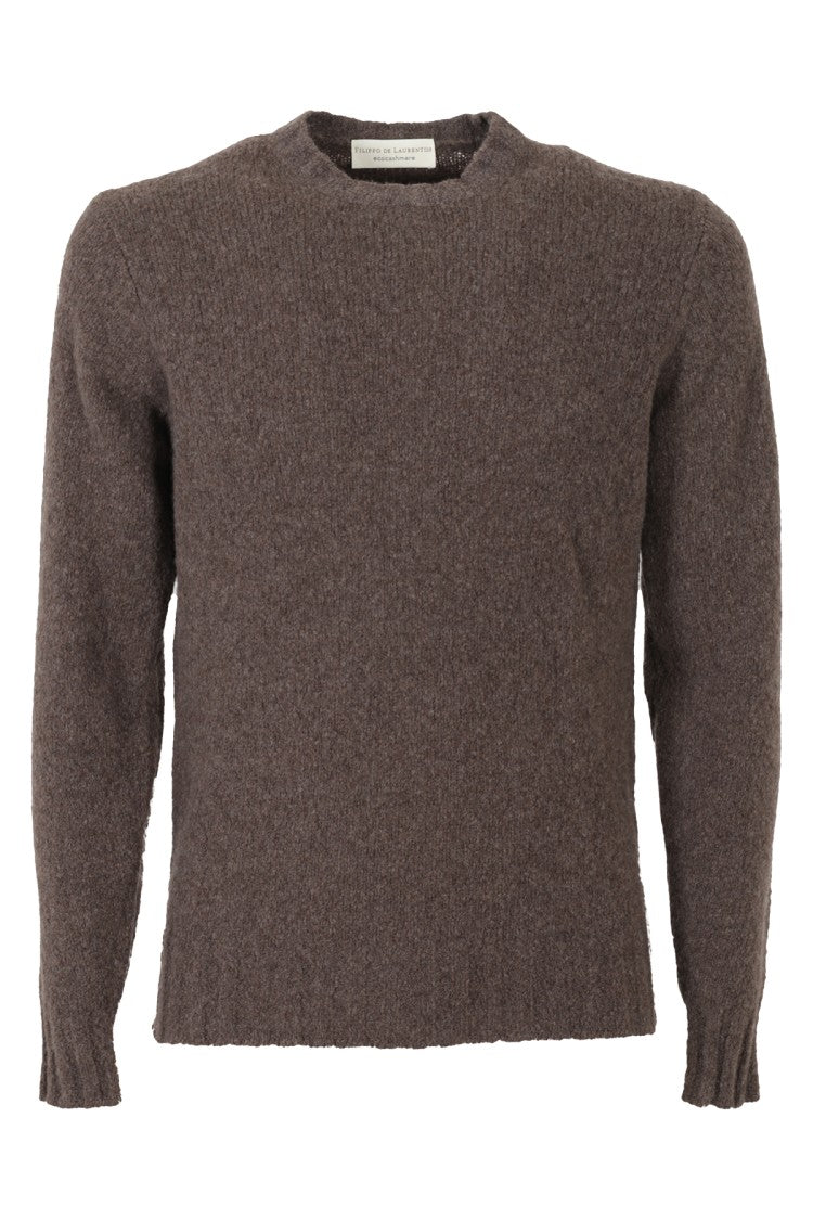 Filippo De Laurentiis Long-Sleeved Crew Neck Sweater In Muted Tortora Shade