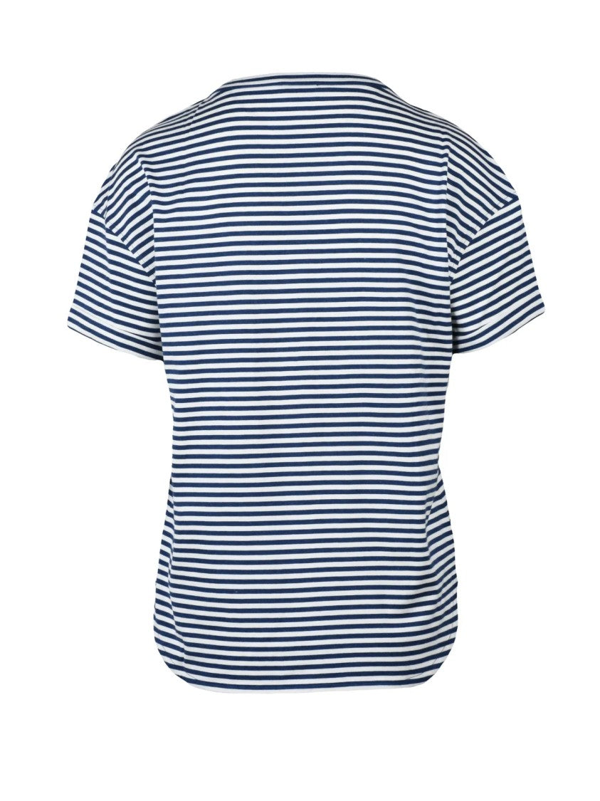 Brunello Cucinelli White/Blue Cotton Women T-Shirt