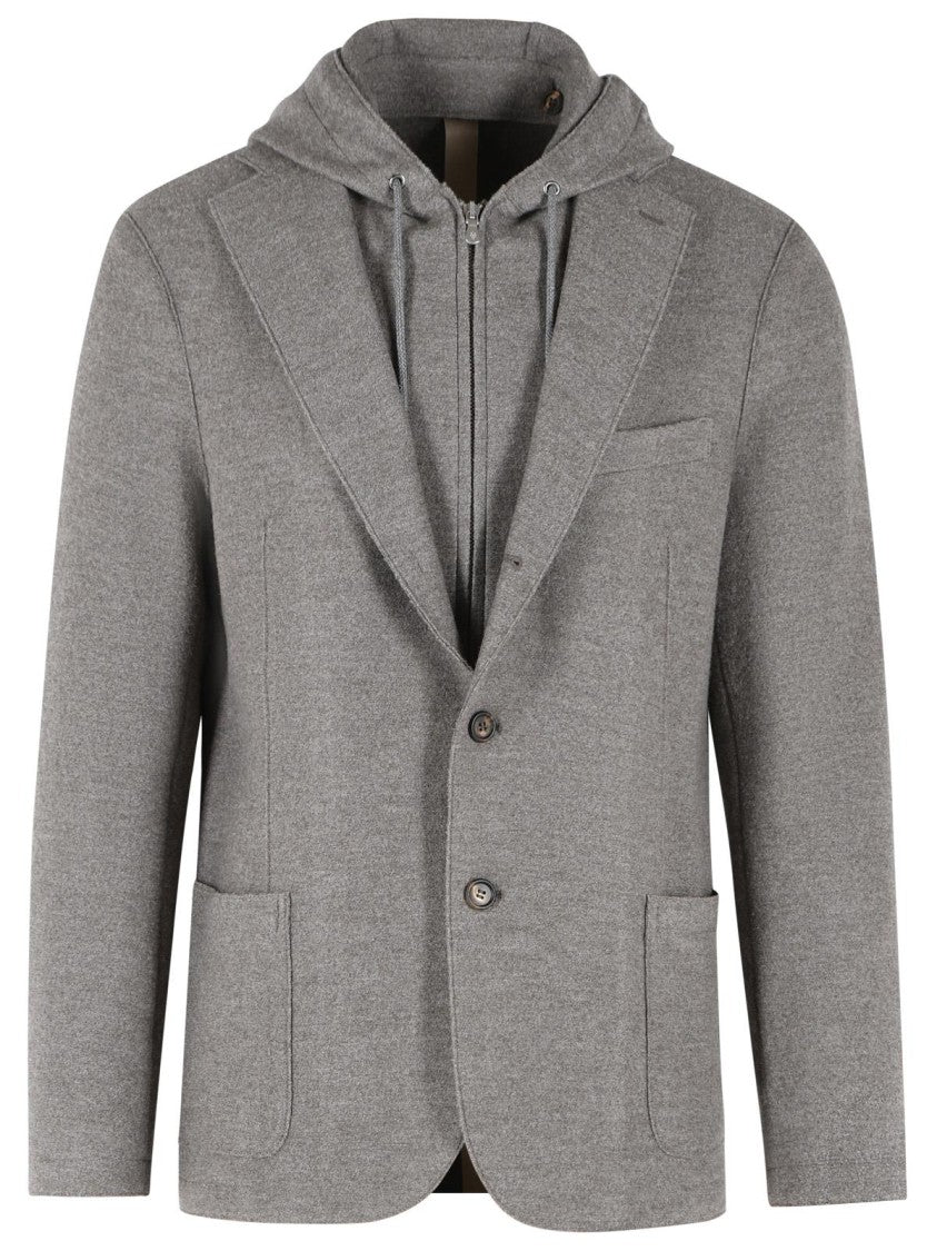 Eleventy Grey Wool Single-Breasted Blazer