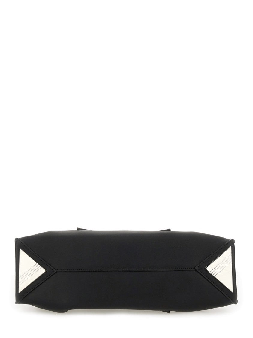 The Attico Structured Black Calf Leather Shoulder Bag With Unique Shape