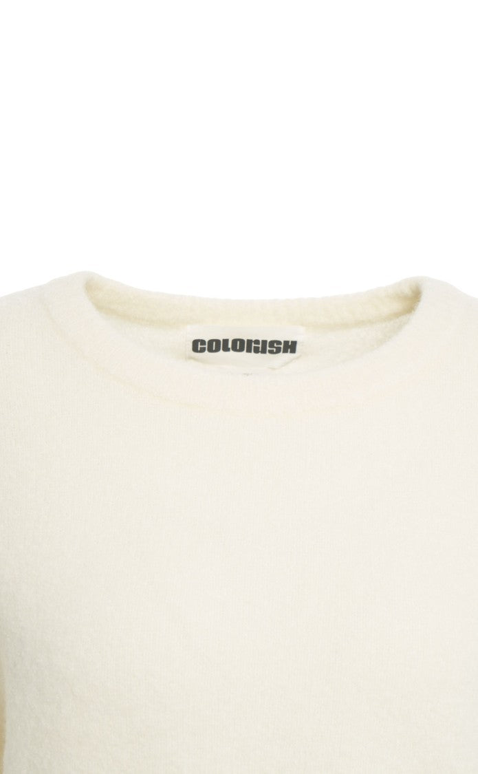 Crush Mohair Blend Sweater With Classic Crew Neck