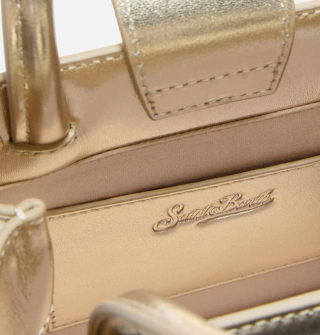 Mc2 Saint Barth Small Structured Handbag With Metallic Gold Finish