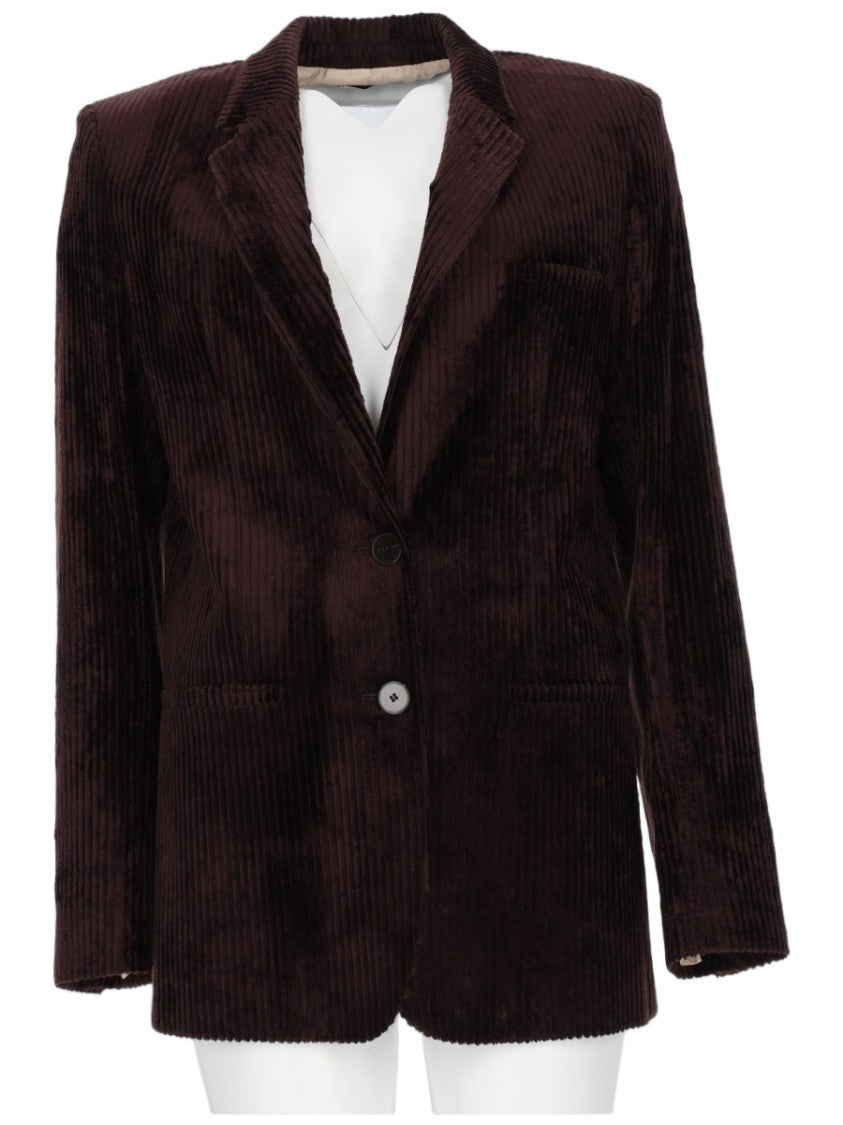 Alysi Rich Brown Corduroy Single-Breasted Jacket