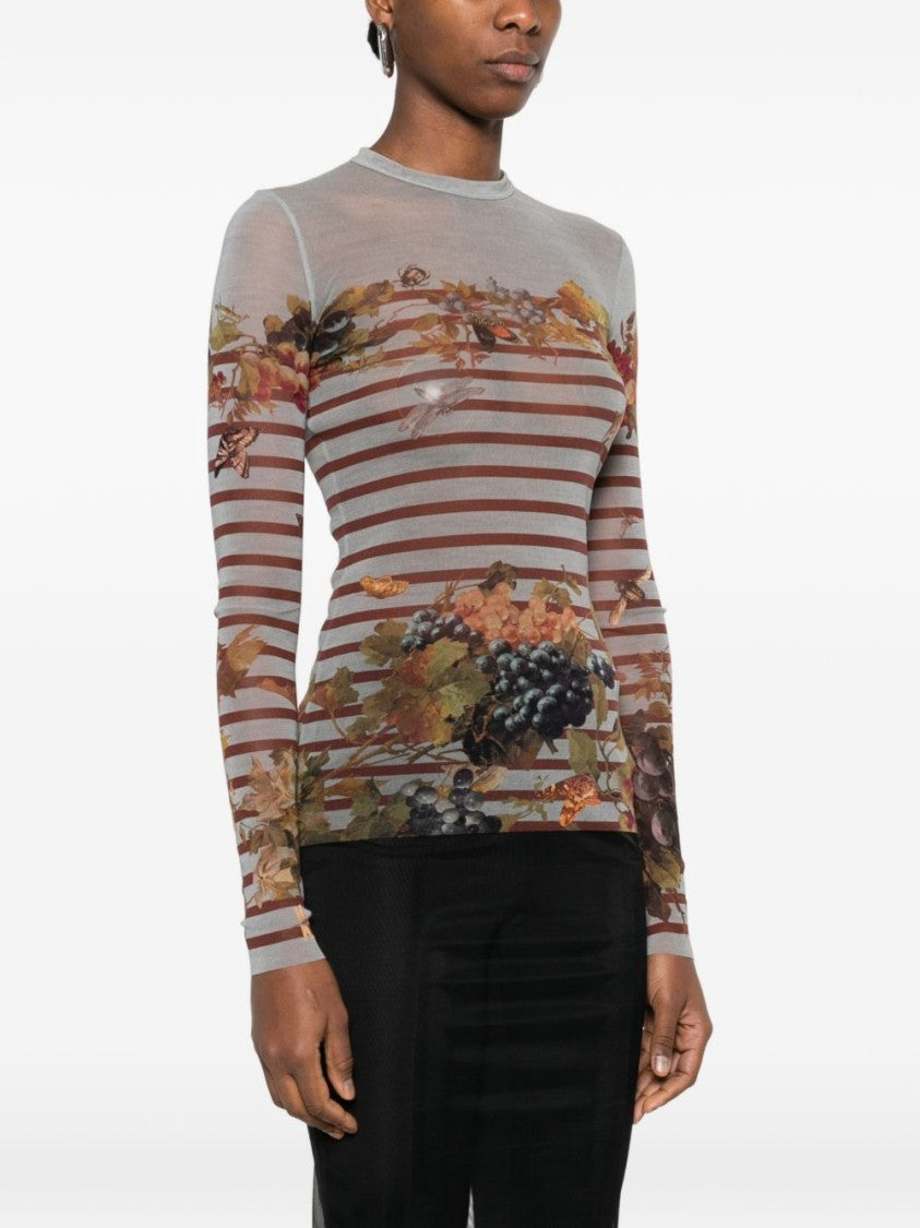 Jean Paul Gaultier Multicolour Silk And Nylon Graphic Top