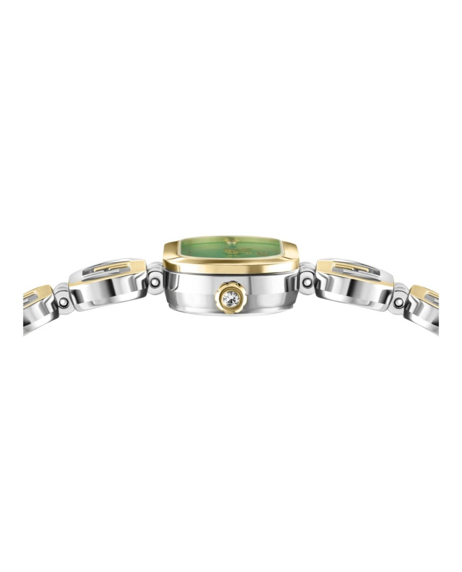 Fendi O'lock Diamond Watch With Green Sunray Dial And Two-Tone Bracelet
