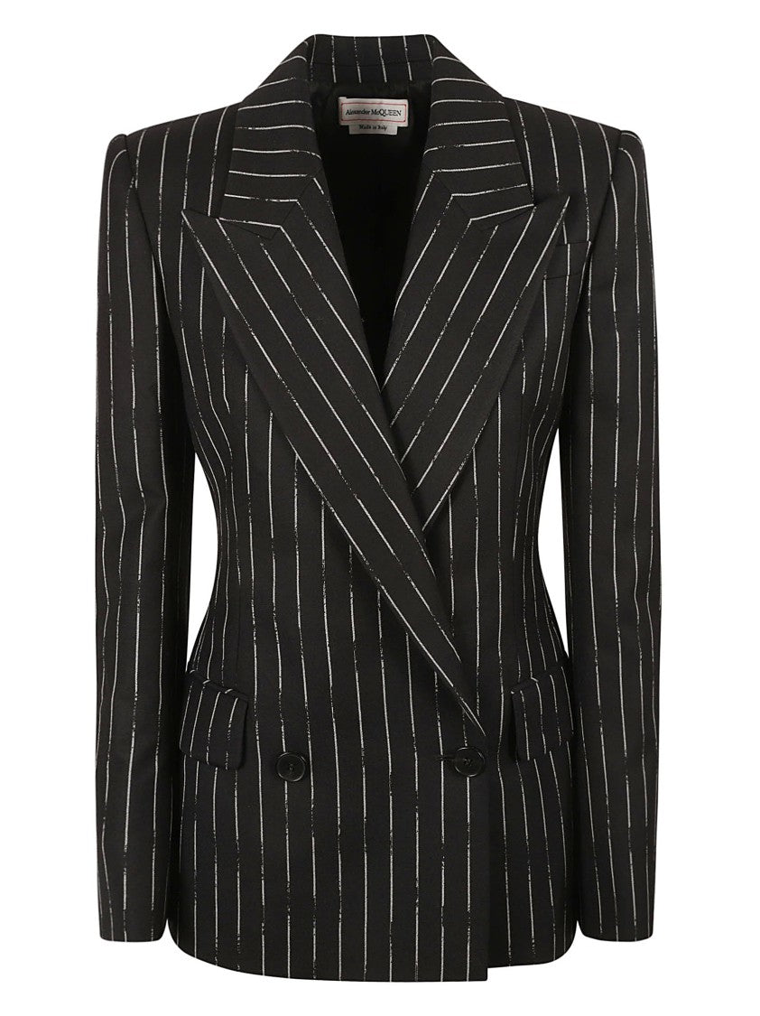 Alexander Mcqueen Pinstripe Tailored Jacket With Double-Breasted Front