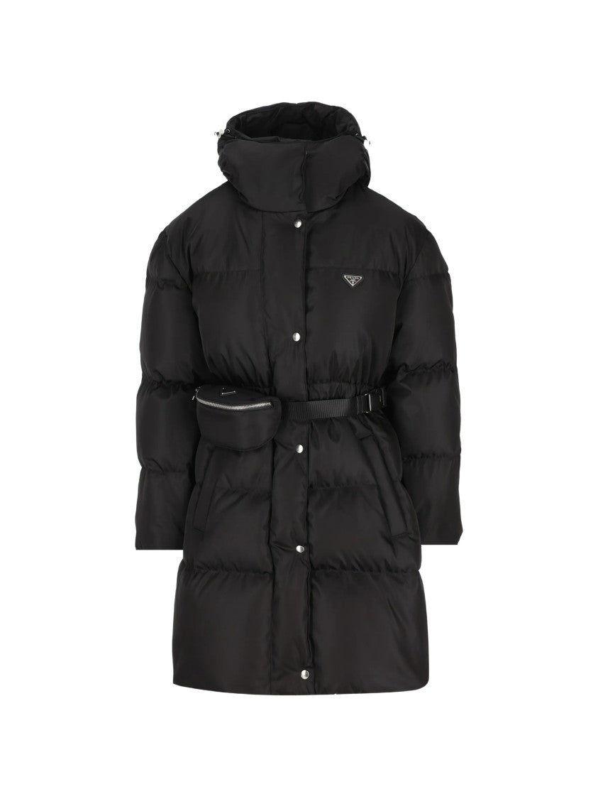 Prada Black Quilted Puffer Coat With High Collar