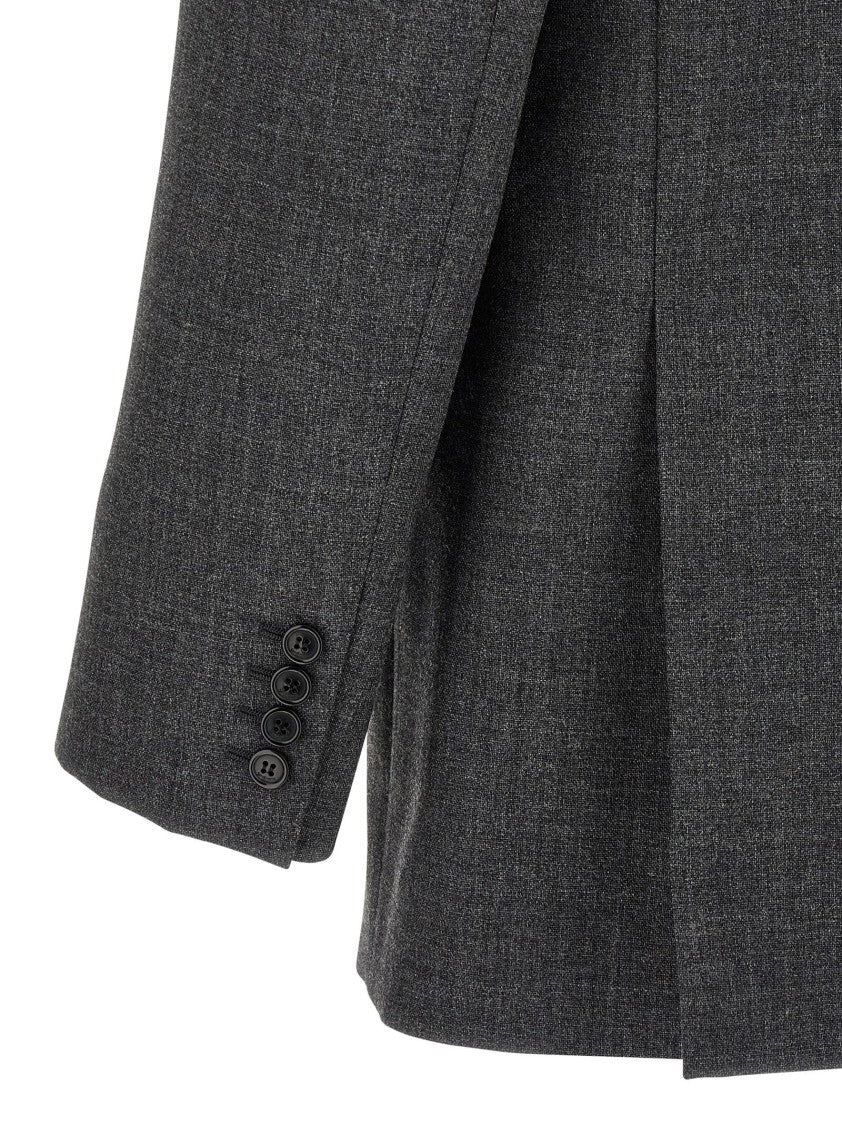 Saint Laurent Double-Breasted Mélange Wool Blazer