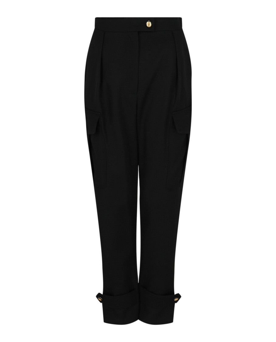 Alexander Mcqueen High-Rise Tapered Cargo Trousers With Flap Pockets And Gold Accents