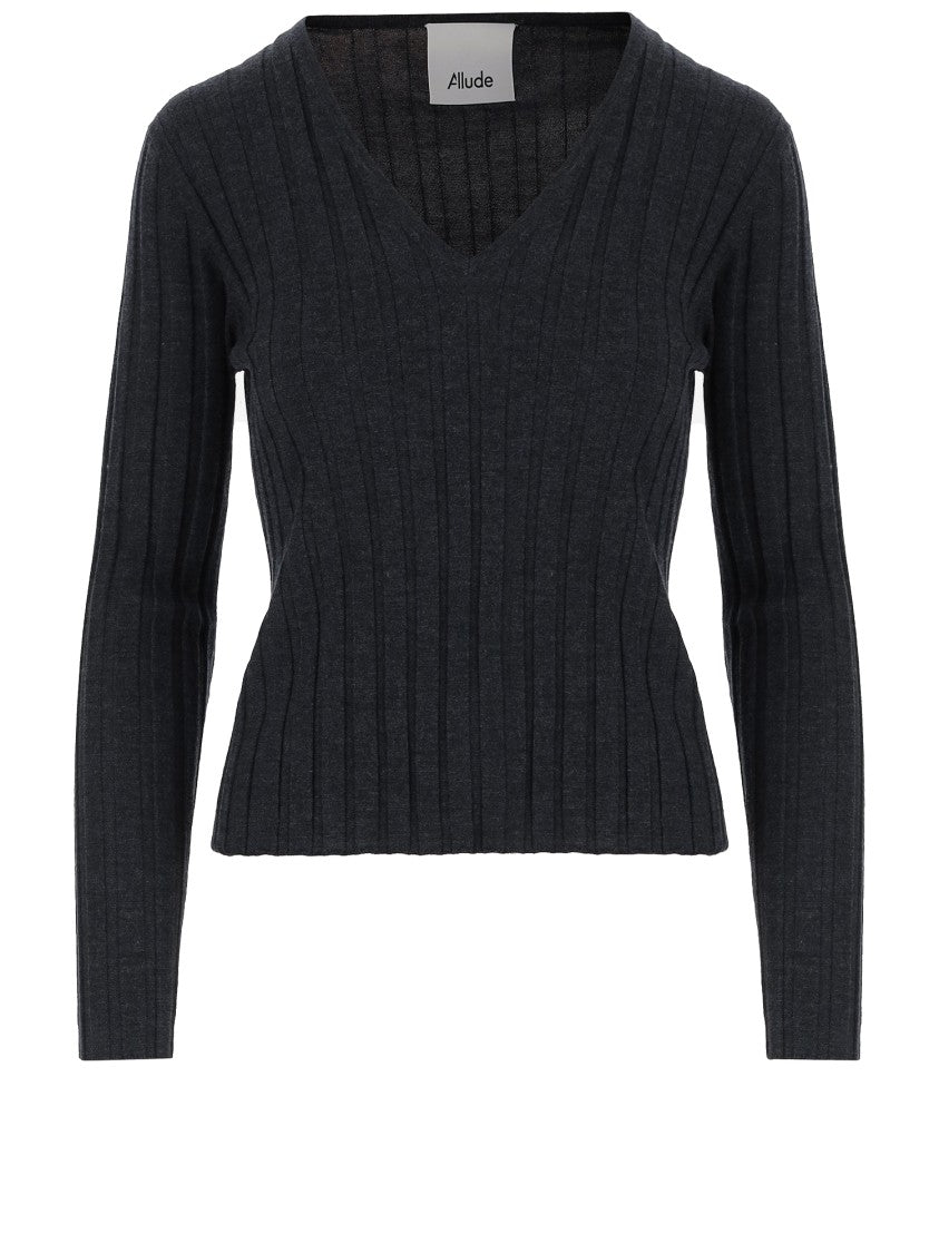 Allude Wool Sweater With Striped Pattern