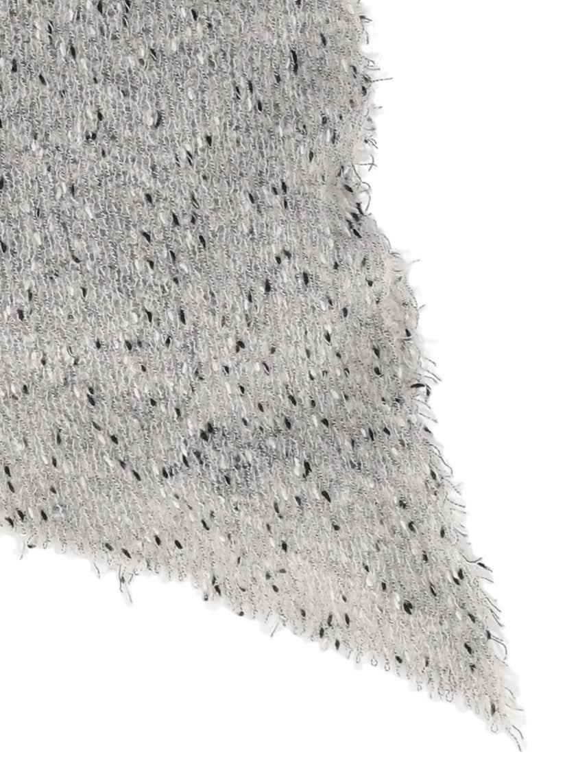Faliero Sarti Textured Light Grey Scarf With Fringed Edges