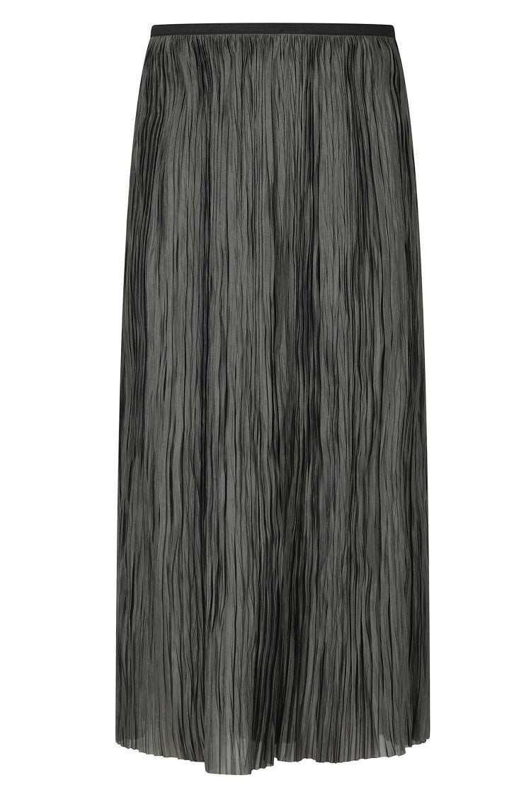 Roberto Collina Green Pleated Midi Skirt With Glossy And Matte Finish