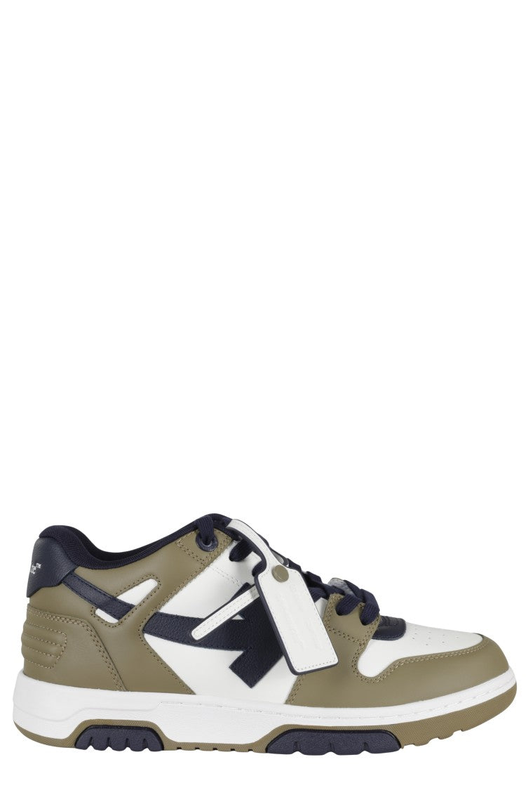 Off-White Dark Khaki Out Of Office Leather Rubber Sneakers