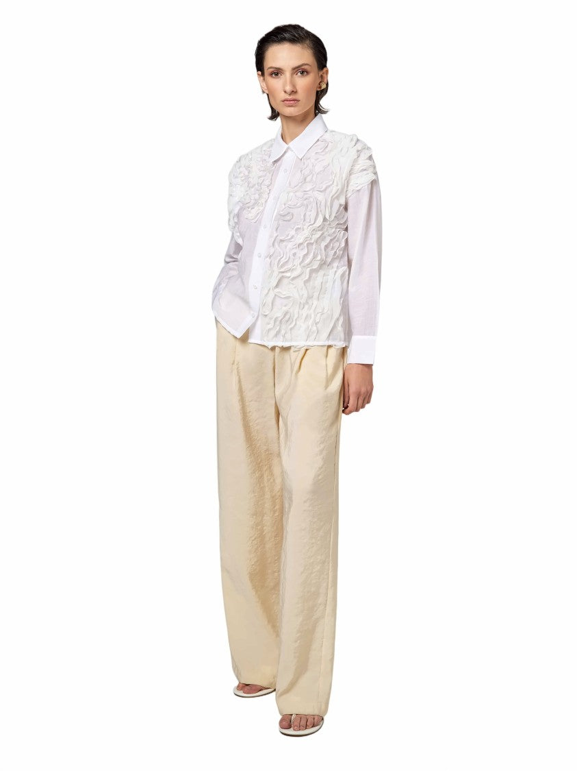 Alpha Studio Raw-Cut Ruffled Cotton Shirt