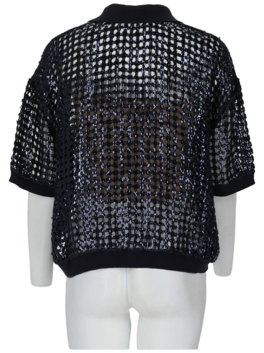 Brunello Cucinelli Open-Knit Silk-Linen Polo Shirt
