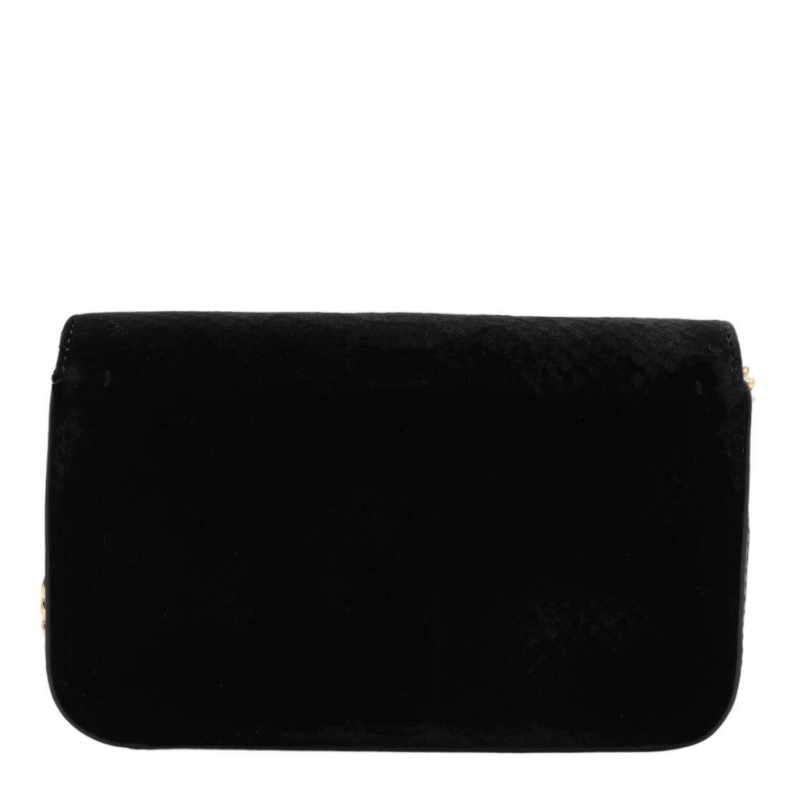 Elisabetta Franchi Black Plush Velvet Gold Chain Strap Shoulder Bag