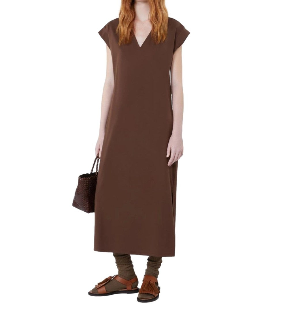 Max Mara Chocolate Brown Wkdmirto Lyocell Dress