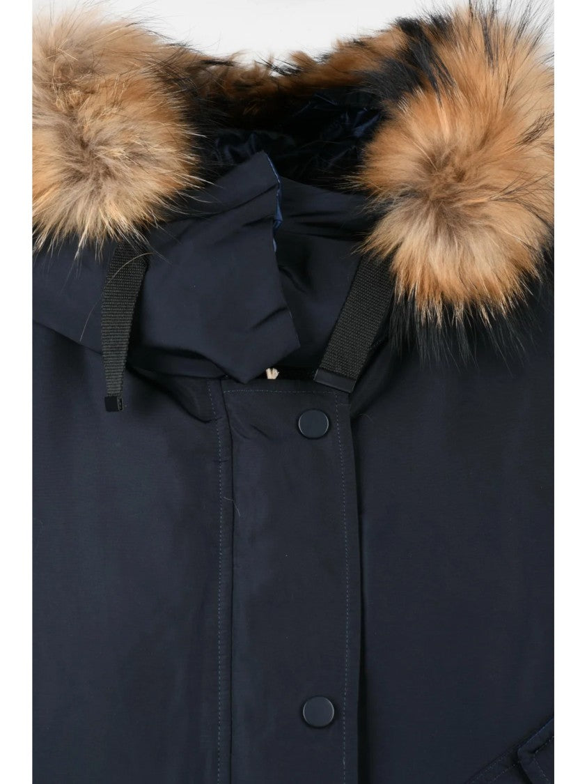 Bomboogie Down-Filled Bomber Coat With Removable Fur Trim