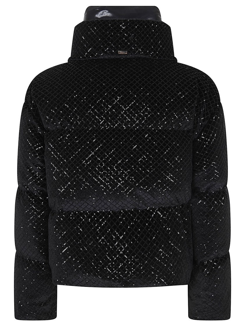 Herno Short Quilted Down Jacket With High Collar And Subtle Sparkle